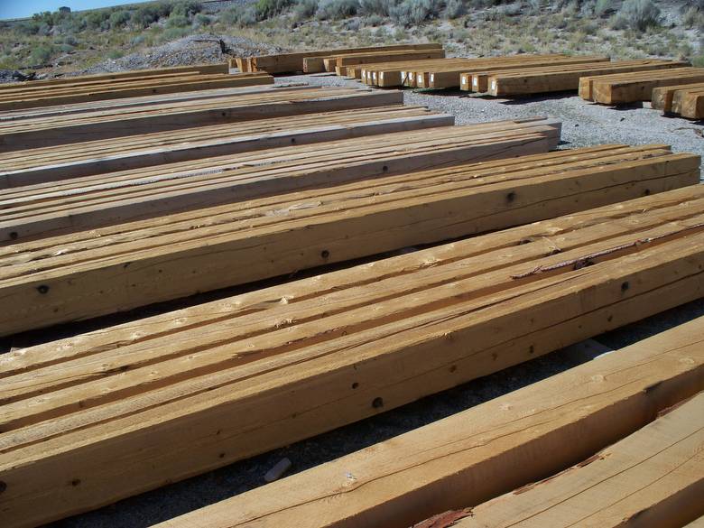 Rescued Timbers Bolted Together / The bolting helps the timbers to dry without degrading